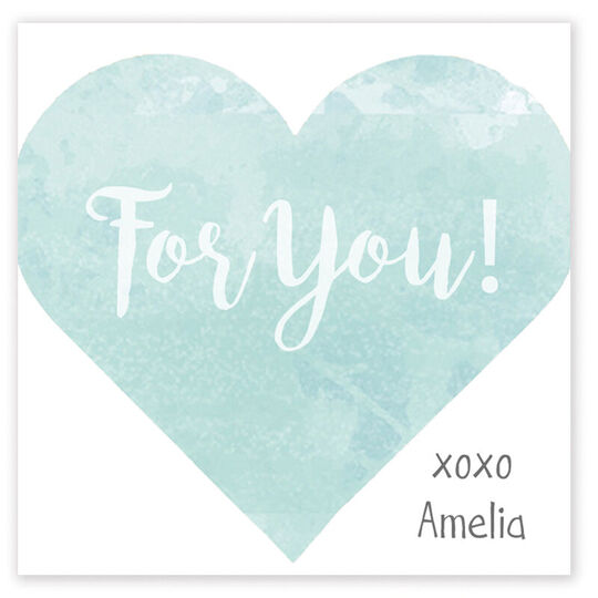 Sea Watercolor Heart Square Gift Stickers